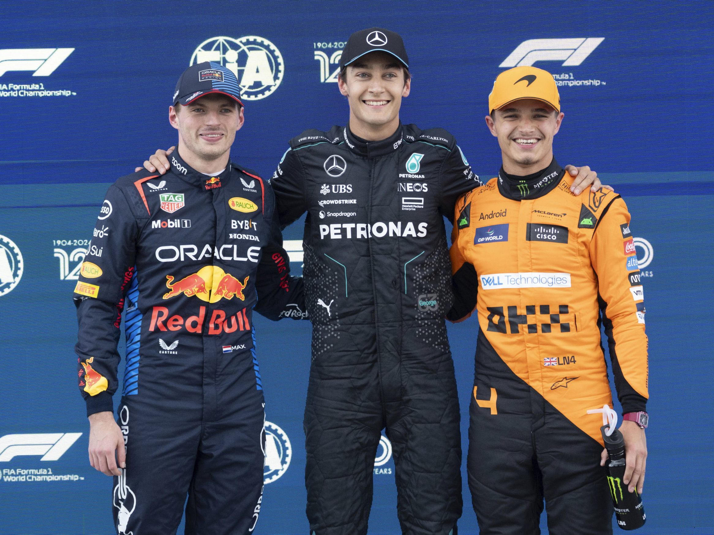 Max Verstappen, George Russell und Lando Norris.