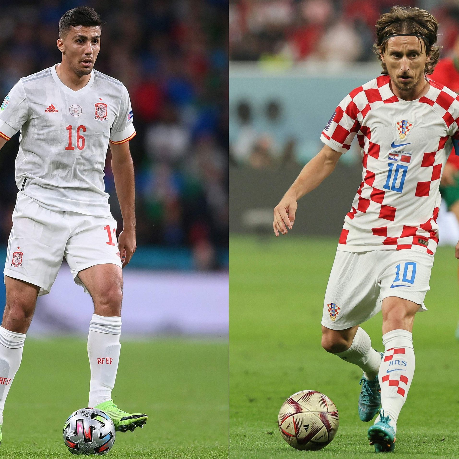 Rodri (l.) und Modric (r.) werden im Mittelfeld aufeinandertreffen.