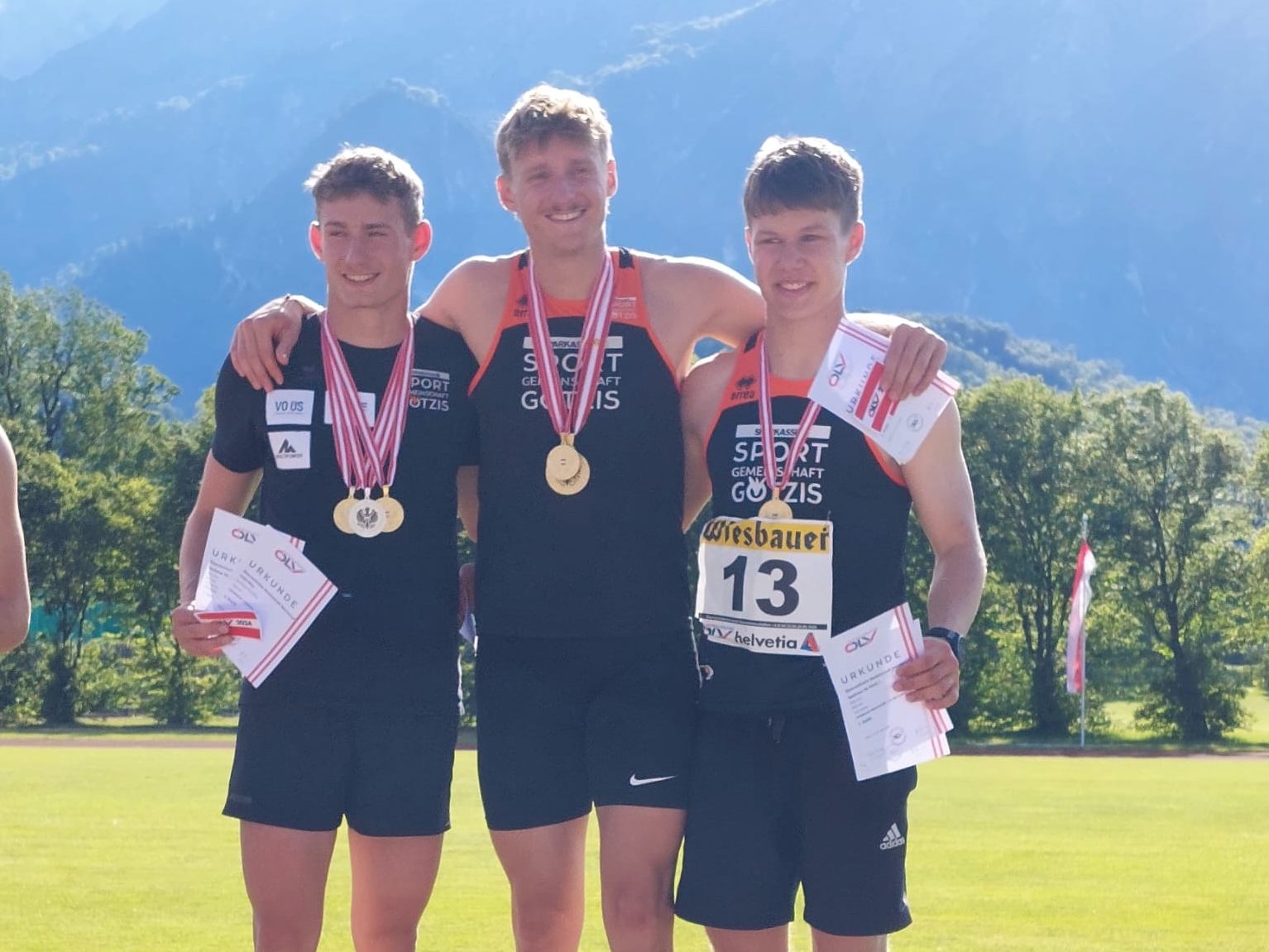 Mannschaftsstaatsmeistertitel für die Sportgemeinschaft Götzis mit Mika und Niklas Voss sowie Frido Stecher.