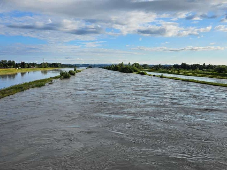 Rhein teilweise auf das Rheinvorland ausgedehnt. Rhein teilweise auf das Rheinvorland ausgedehnt.