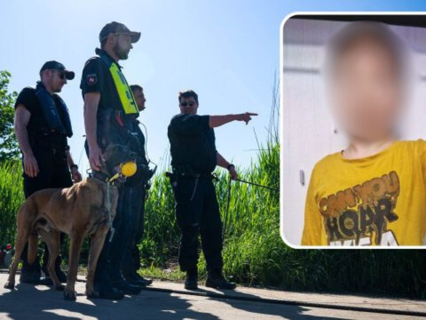 Ermittler des vermissten Arian am Fundort Ermittler des vermissten Arian am Fundort