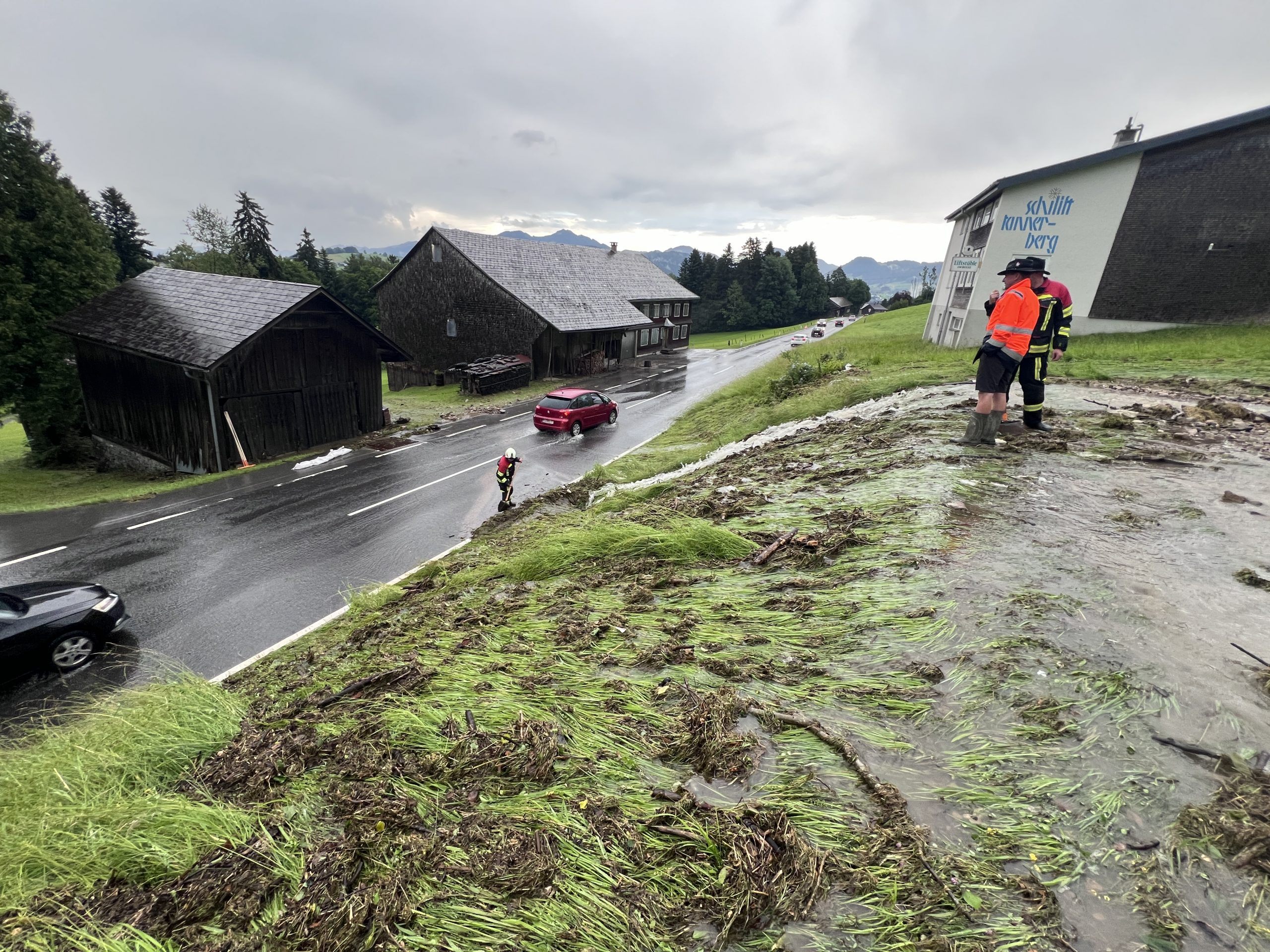 Unwettereinsatz in Alberschwende. Unwettereinsatz in Alberschwende.
