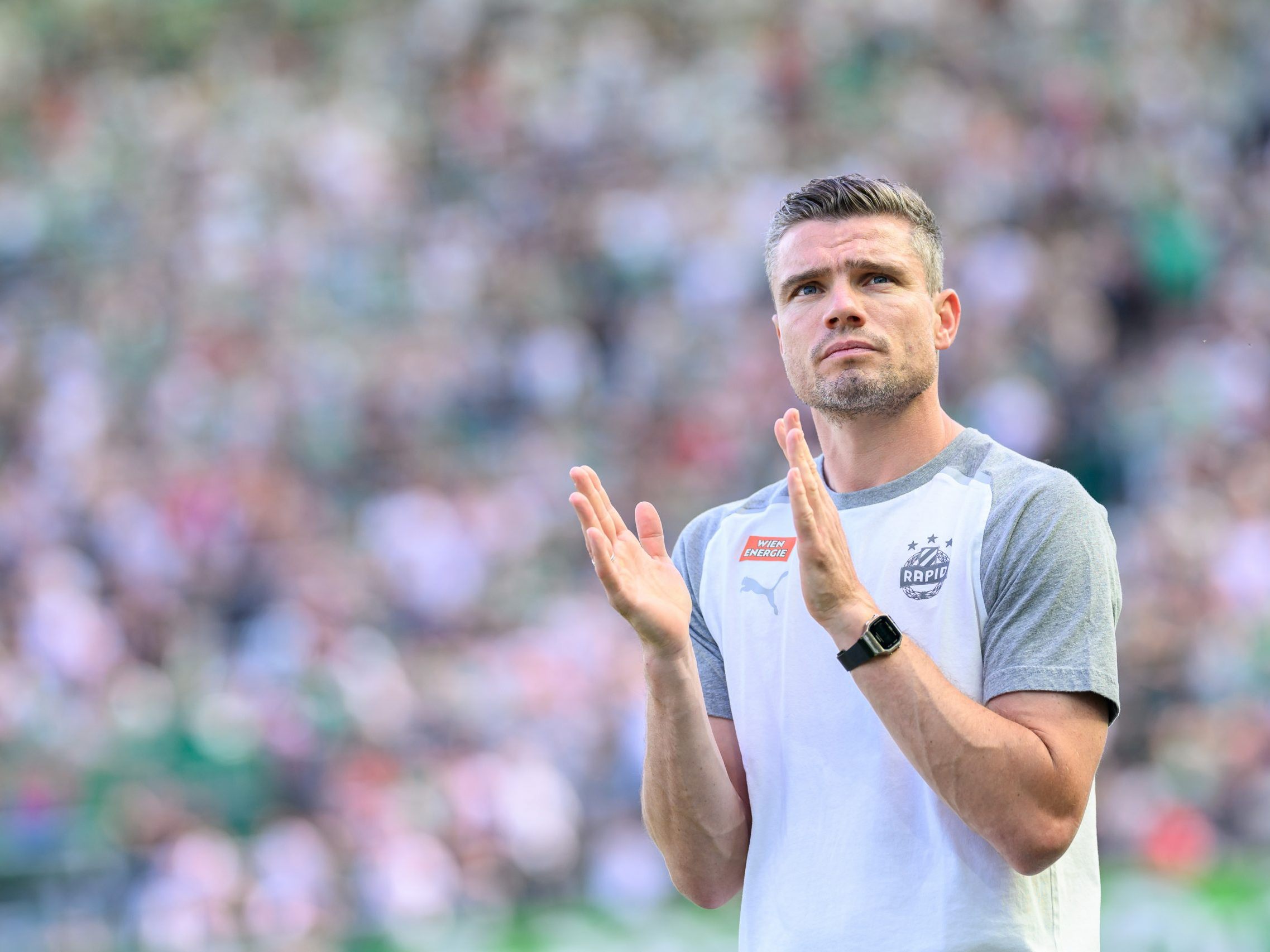 Rapid Wien - im Bild Trainer Klauß - muss in der Qualifikation für die Fußball-Europa-League gegen Wisla Krakau ran.