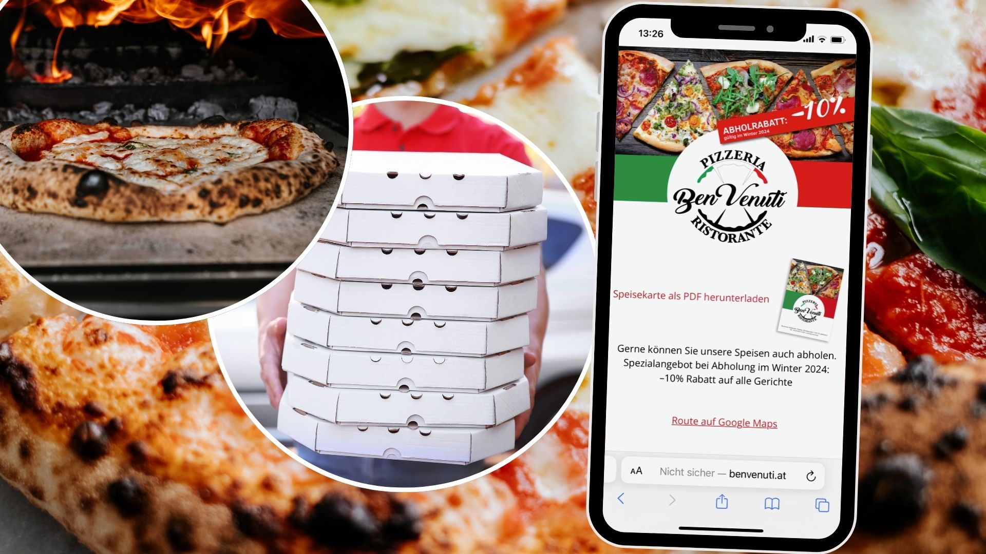 Ob saftige Steinofen-Pizzen oder hausgemachte Pasta, die Pizzeria Benvenuti bietet für jeden Geschmack etwas Besonderes. 