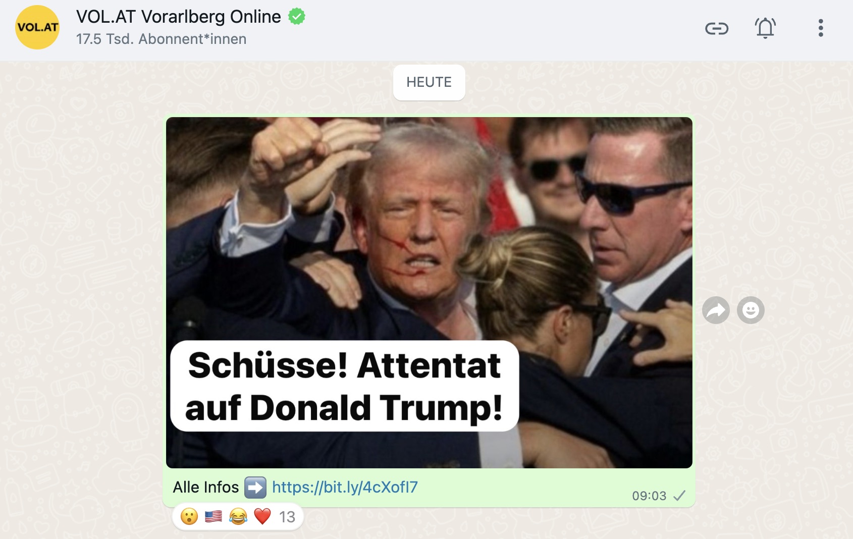 WhatsApp Nachrichten VOL.AT Channel