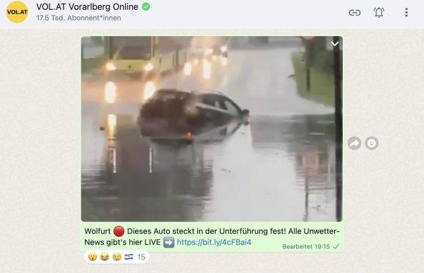<p>WhatsApp Nachrichten VOL.AT Channel</p>
