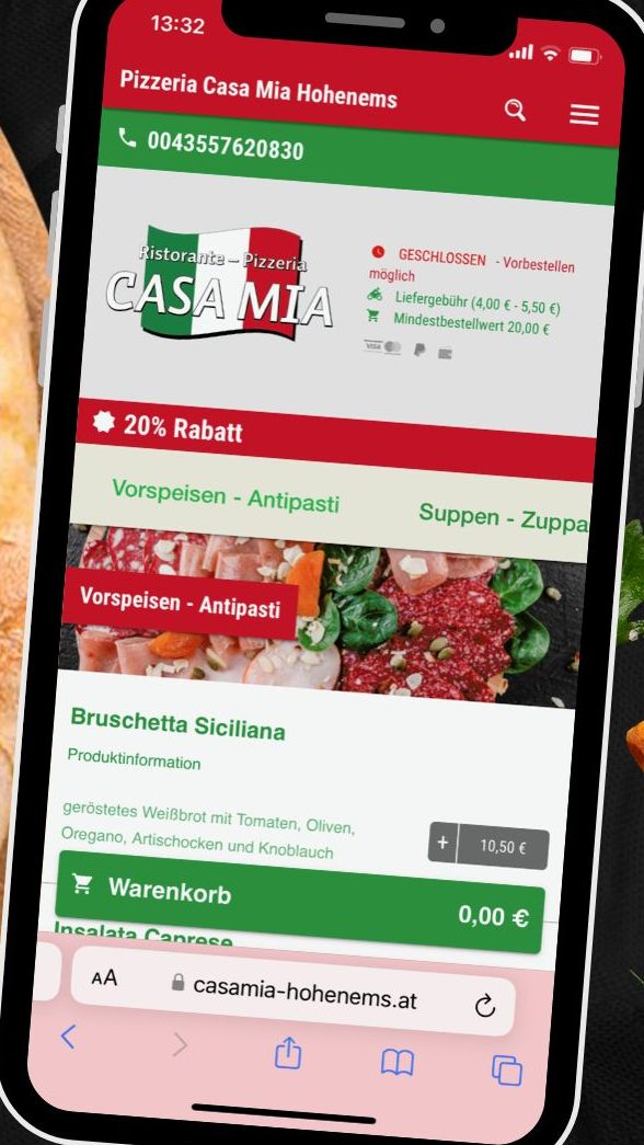 Die Pizzeria Casa Mia besticht durch ihre Vielfalt an italienischen Delikatessen.