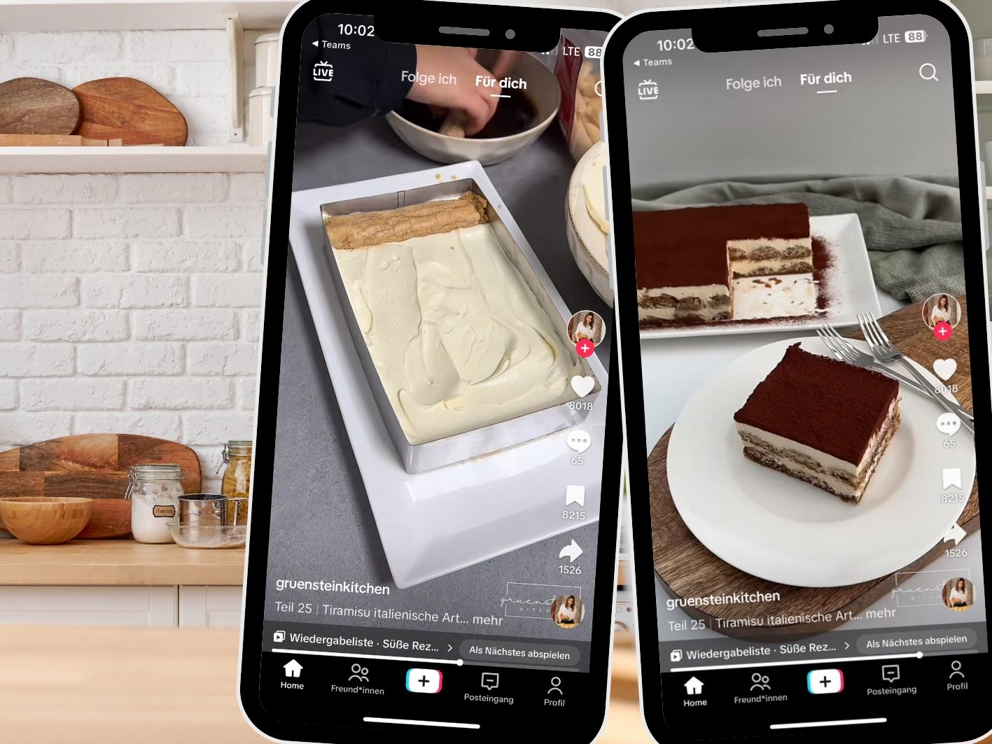 Ein traditionelles Tiramisu, zubereitet nach italienischer Art, in Gläsern serviert.