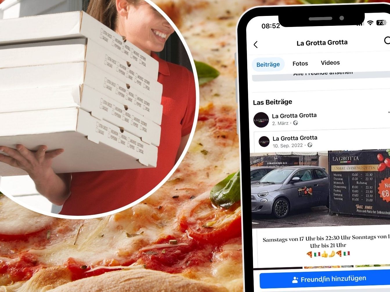 La Grotta verwöhnt hungrige Dornbirner mit schneller Lieferung und italienischen Leckerbissen.
