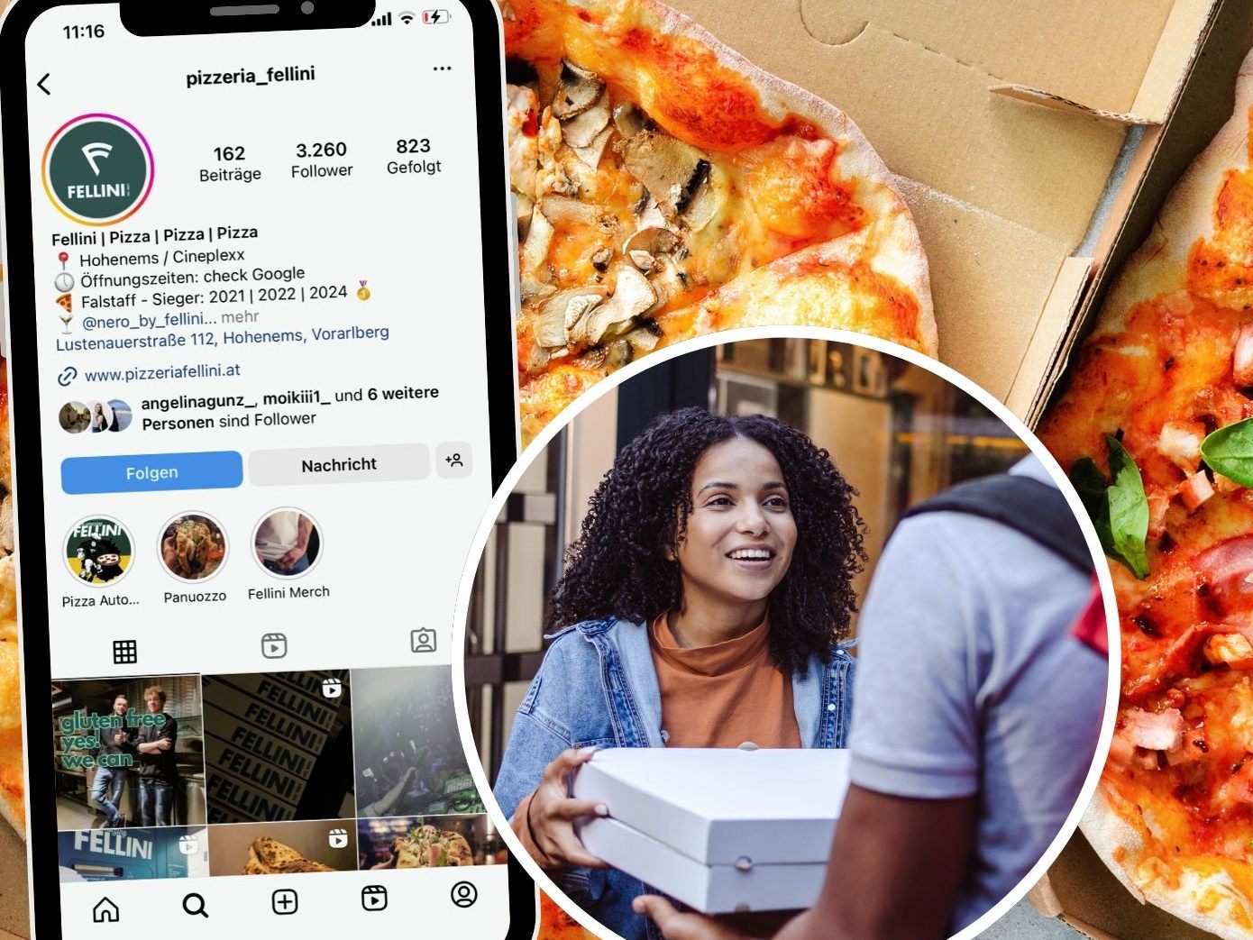 Die Pizzeria Fellini in Hohenems ist bekannt für ihre preisgekrönte Pizza und ihren schnellen Lieferservice. Die Pizzeria Fellini in Hohenems ist bekannt für ihre preisgekrönte Pizza und ihren schnellen Lieferservice.