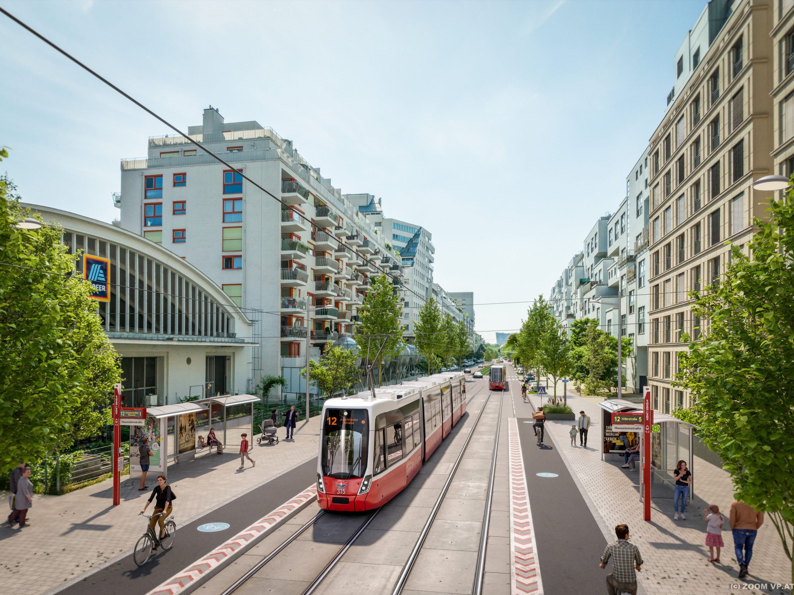 So soll der neue Streckenabschnitt für die Wiener Straßenbahnlinie 12 aussehen.