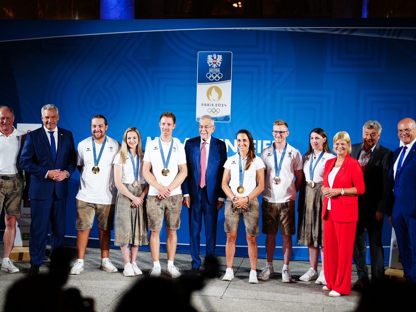 Medaillenfeier nach Olympischen Spielen.