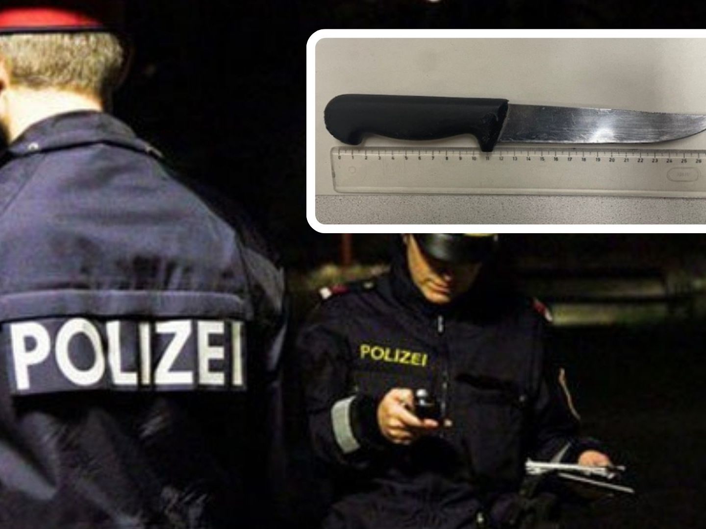 Die Polizei stellte das Messer sicher und nahm den Mann fest.