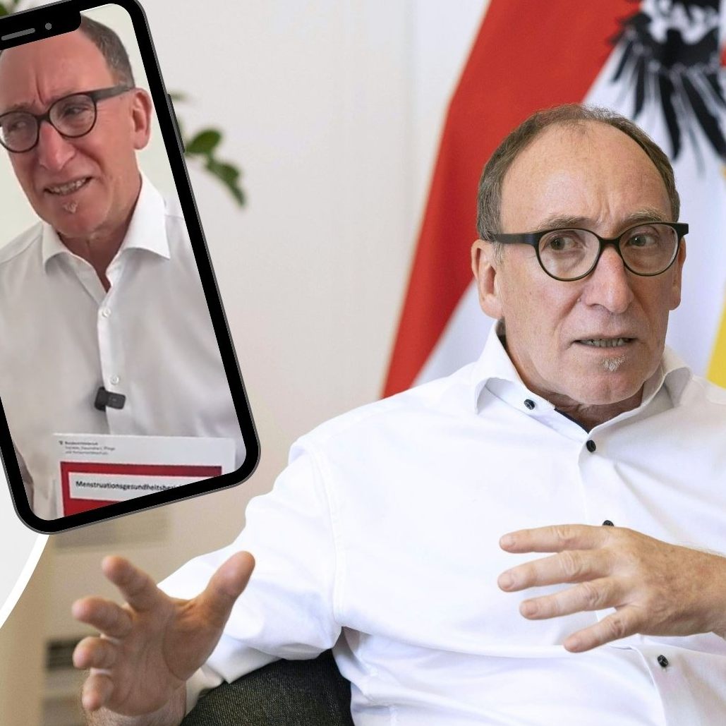 Der Gesundheits-und Sozialminister durfte den "Menstruation-Simulator" testen und kam dabei auch zu einem Fazit.