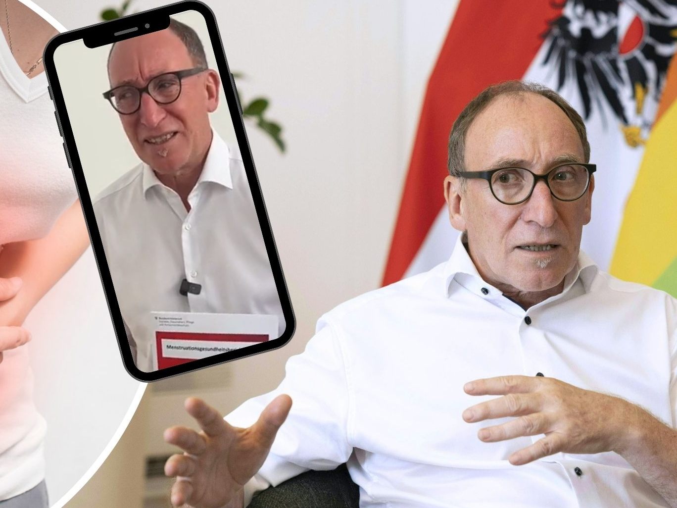 Der Gesundheits-und Sozialminister durfte den "Menstruation-Simulator" testen und kam dabei auch zu einem Fazit.