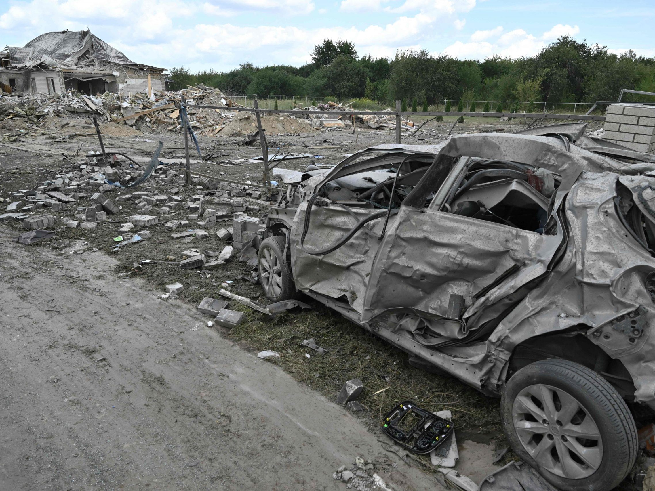 Ein Bild der Zerstörung in der Ukraine. Ein Bild der Zerstörung in der Ukraine.
