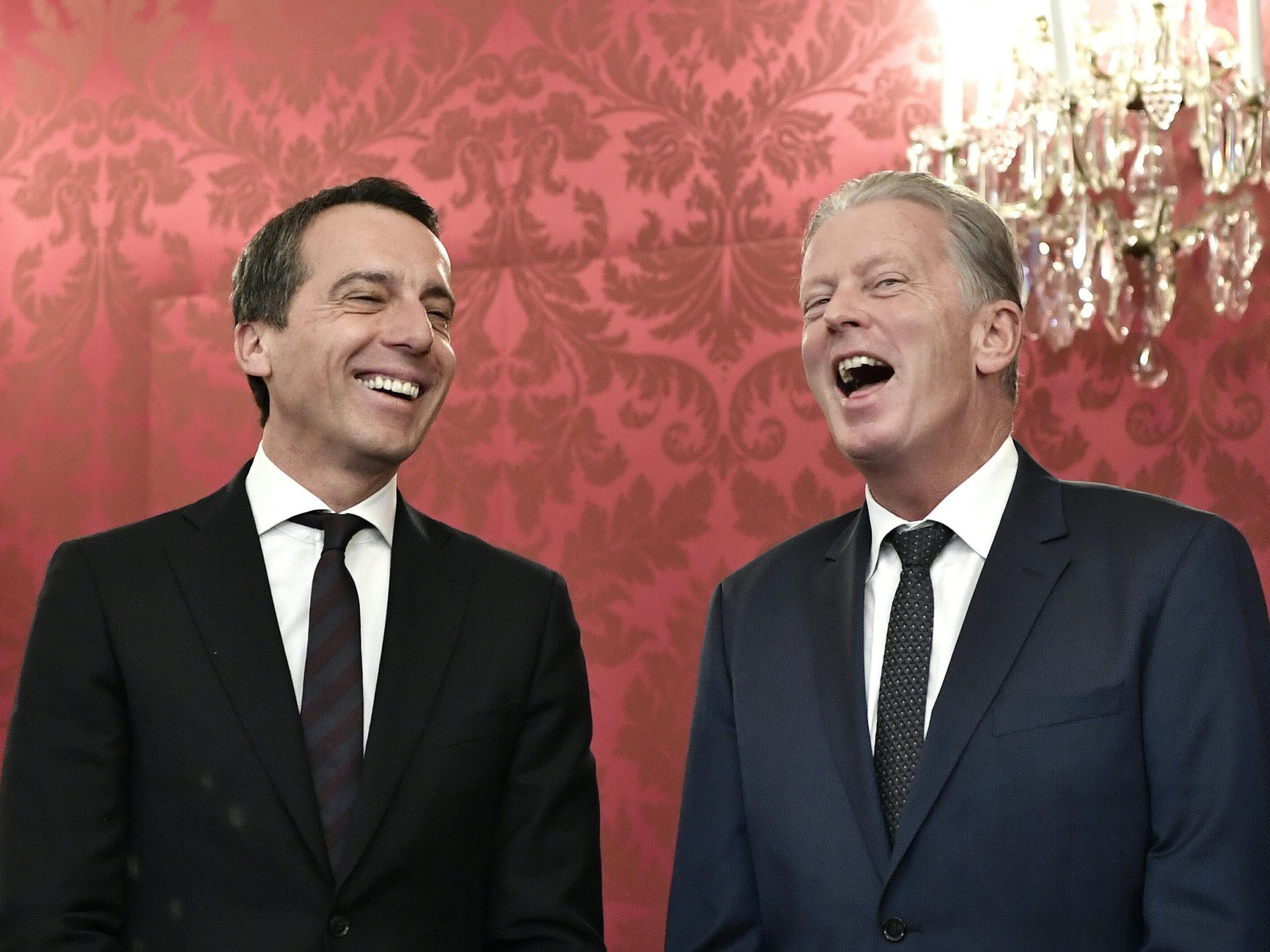 Kern und Mitterlehner analysieren den Urnengang ab der ersten Hochrechnung.