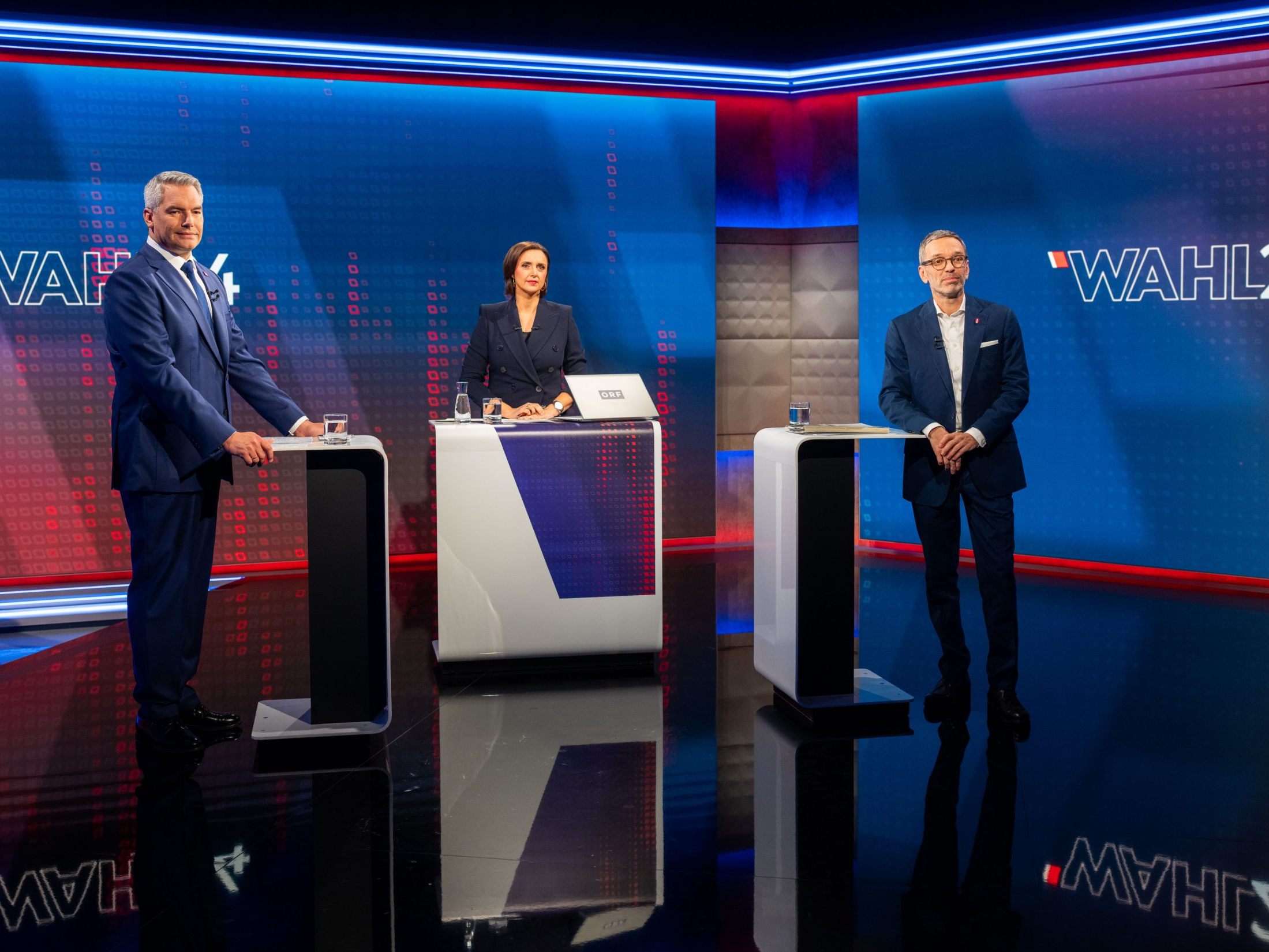TV-Duell mit Nehammer und Kickl vor Nationalratswahl. TV-Duell mit Nehammer und Kickl vor Nationalratswahl.