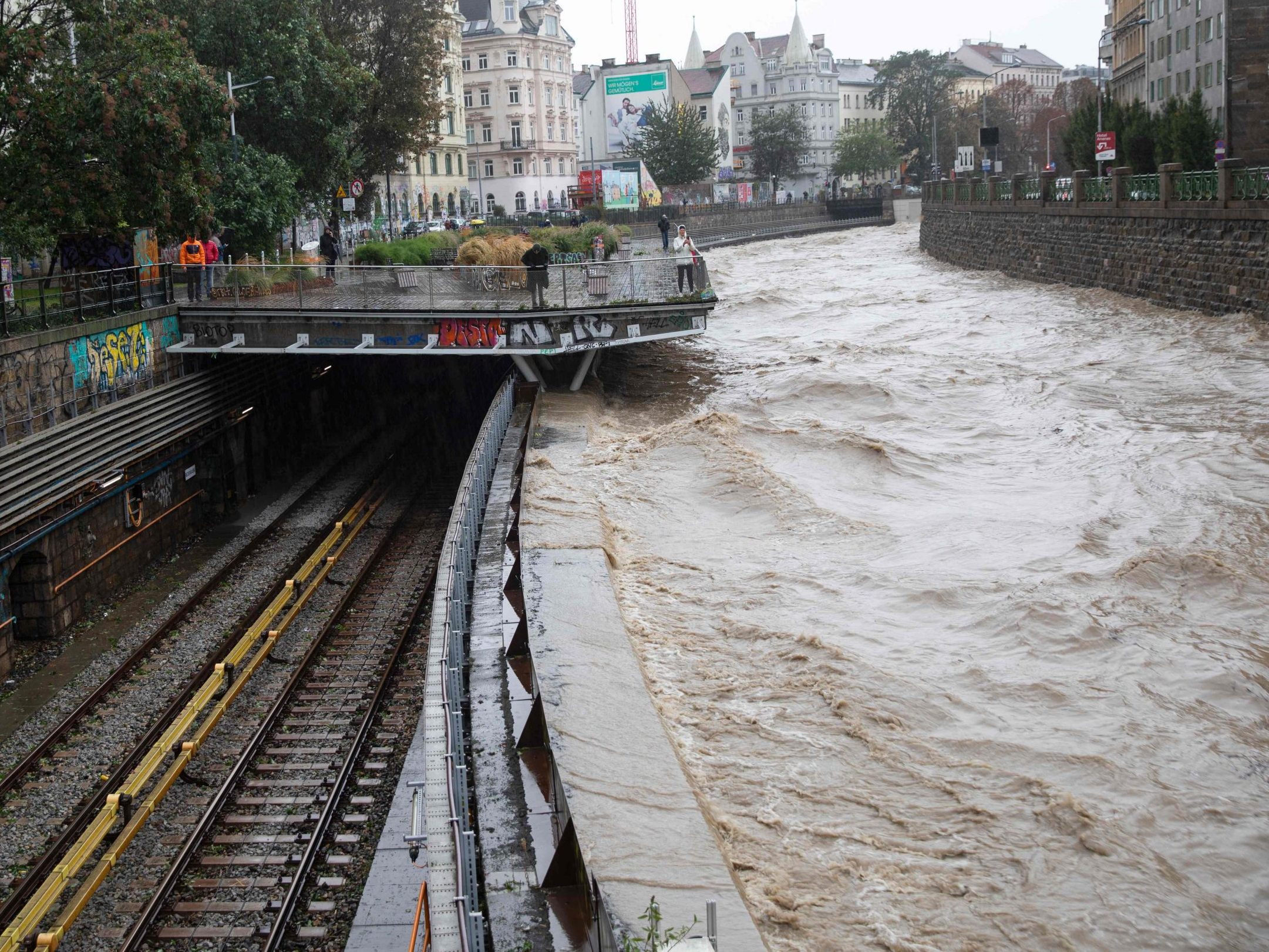 Laut Daten gab es ein 1.000-jährliches Hochwasser am Wienfluss. Laut Daten gab es ein 1.000-jährliches Hochwasser am Wienfluss.