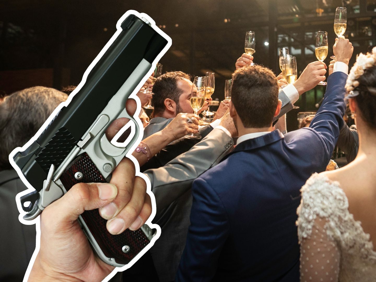 Ein Mann hielt bei einer Hochzeit in Favoriten eine Waffe in die Luft. Ein Mann hielt bei einer Hochzeit in Favoriten eine Waffe in die Luft.