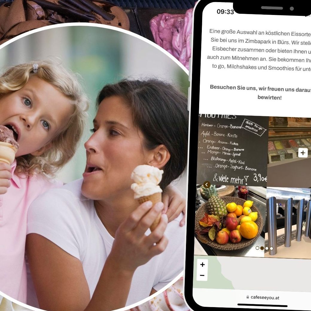 Café See You bietet im Zimbapark in Bürs eine breite Palette an Eisspezialitäten, Smoothies, Shakes und mehr.