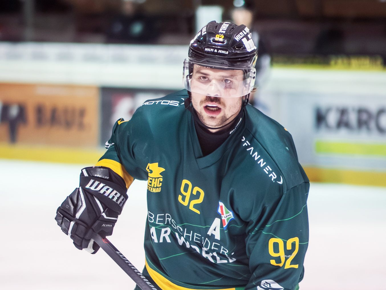 Dominic Haberl testet mit dem EHC Lustenau gegen das Team aus Landsberg Dominic Haberl testet mit dem EHC Lustenau gegen das Team aus Landsberg