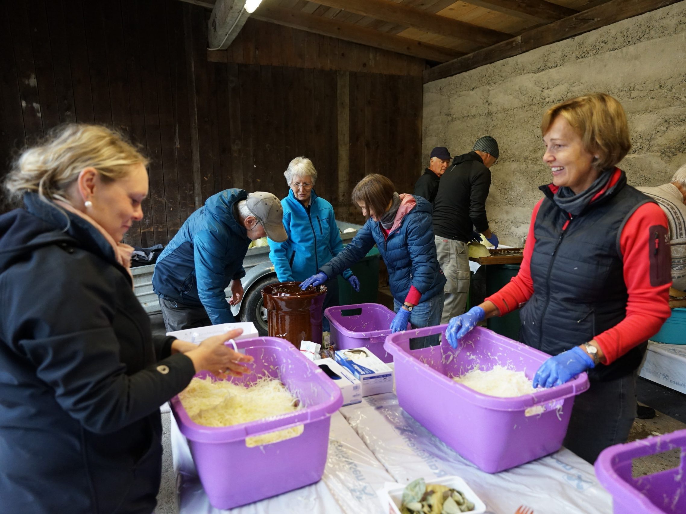 Sauerkraut einschneiden