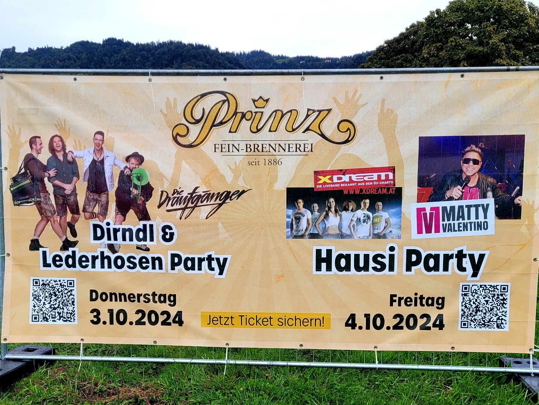 Einladung zu den Abendveranstaltungen an den „Tagen der offenen Brennereitür“ bei der Feinbrennerei Prinz ab 17.30 Uhr im Festzelt.