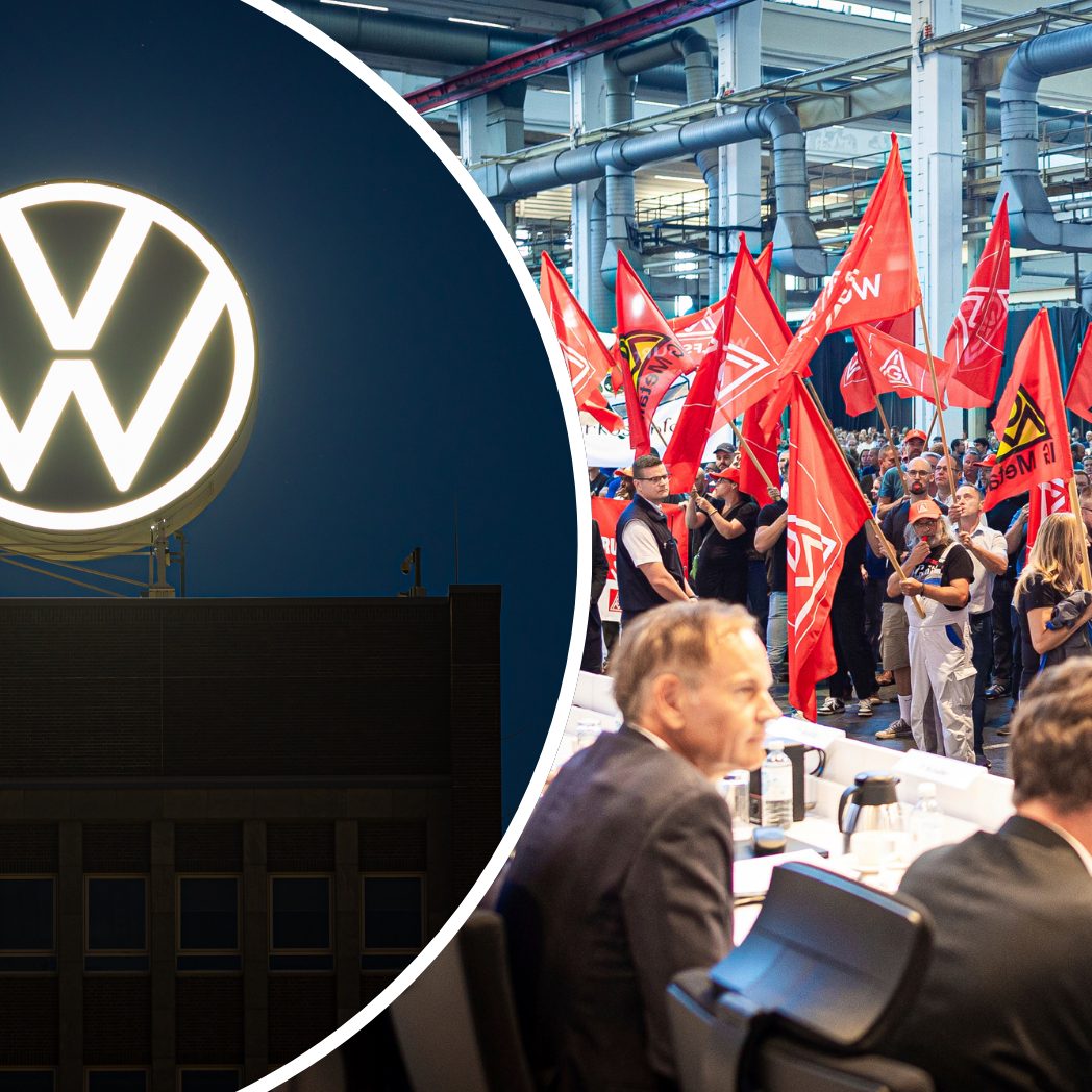 Proteste bei der Betriebsversammlung. Die VW-Spitze verteidigt den angekündigten Sparkurs.