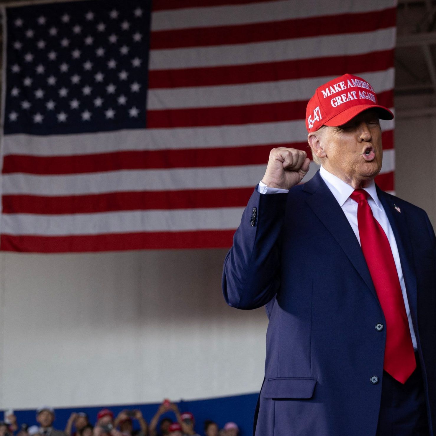 Trump bei einem Wahlkampfauftritt in Wisconsin.