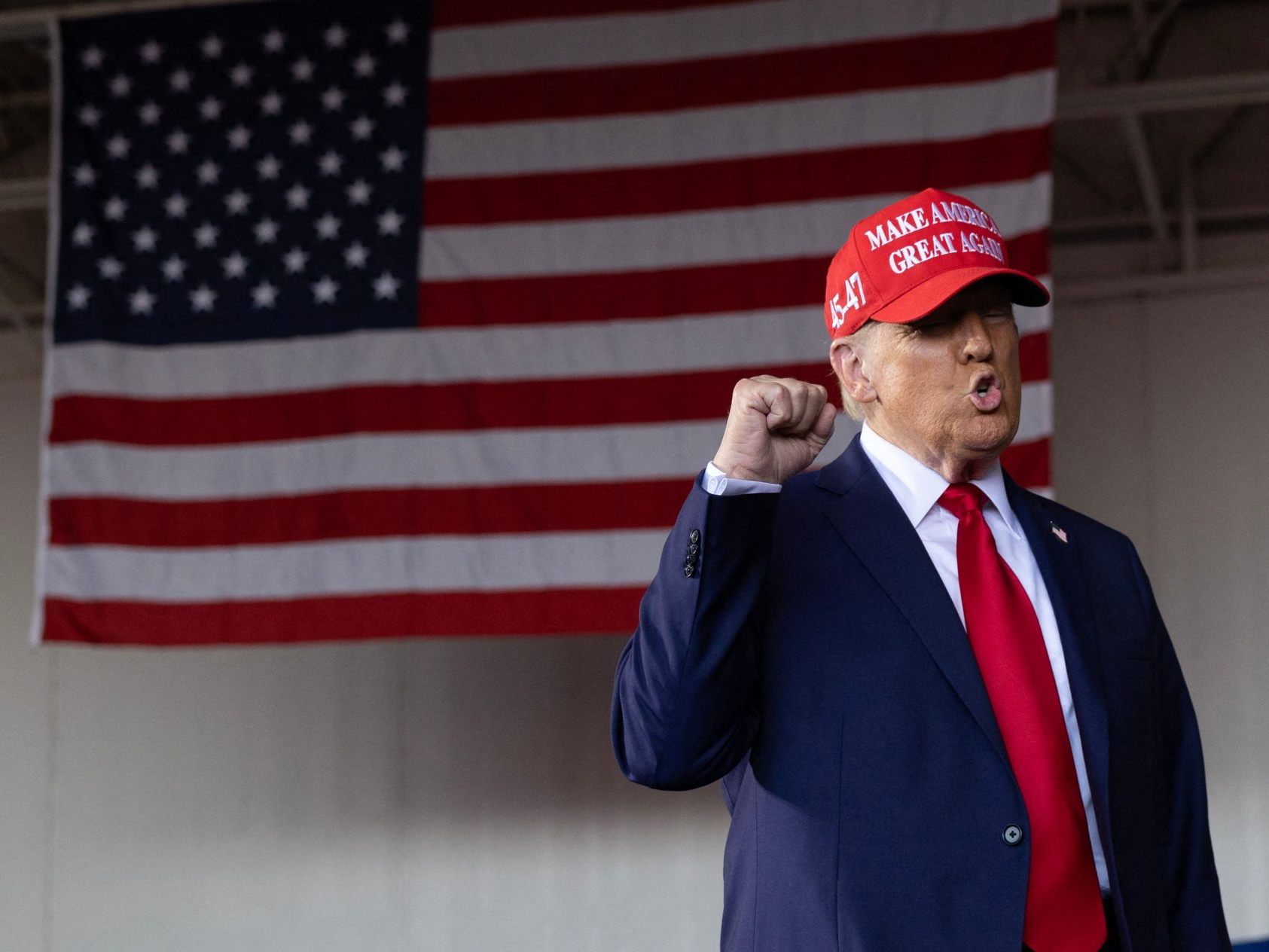 Trump bei einem Wahlkampfauftritt in Wisconsin. Trump bei einem Wahlkampfauftritt in Wisconsin.