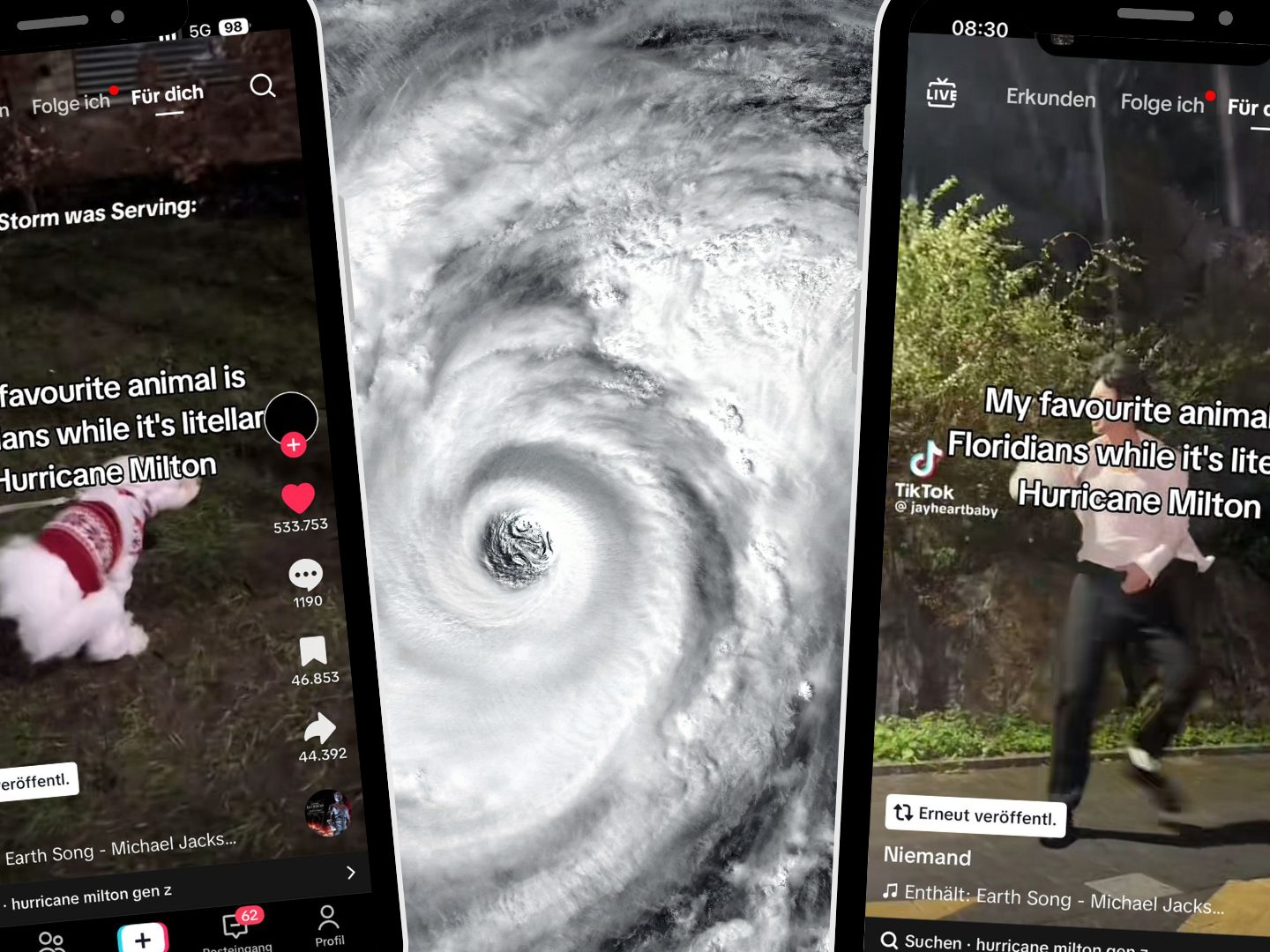 Tanz im Hurrikan: Floridas Bewohner trotzen dem Sturm mit Stil. Tanz im Hurrikan: Floridas Bewohner trotzen dem Sturm mit Stil.