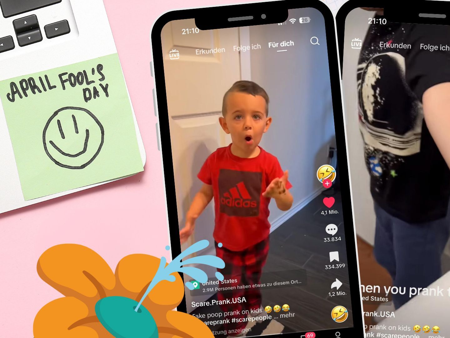 Eltern überraschen ihre Kinder mit einem Schokoladenstreich. Eltern überraschen ihre Kinder mit einem Schokoladenstreich.