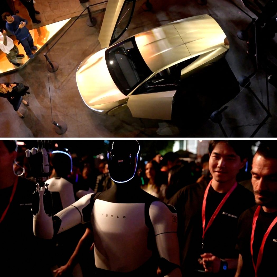 Produktion des "Cybercab" (links oben) soll 2026 beginnen.