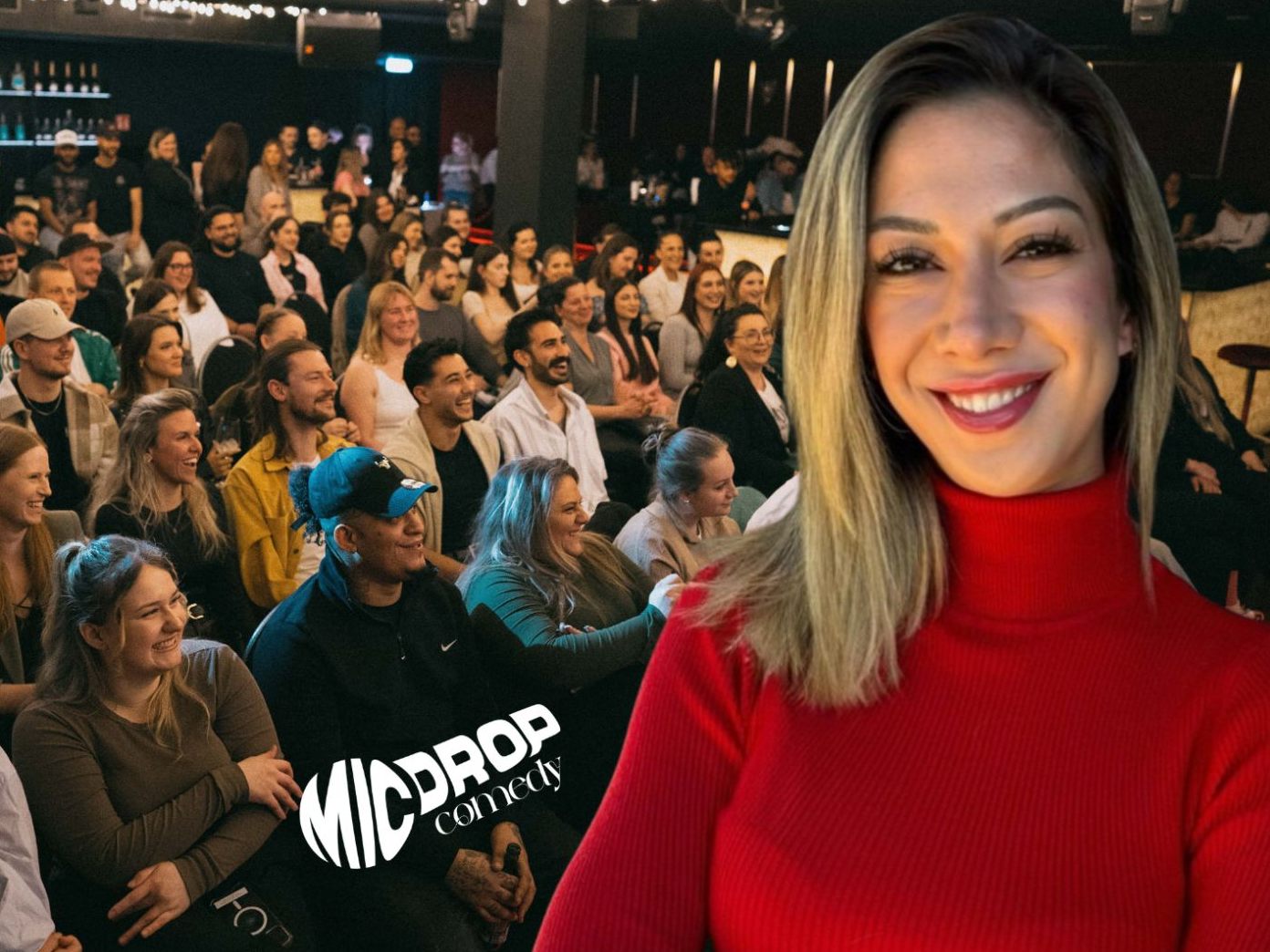 Aylin, die Veranstalterin von „MicDrop“, bereit für die 4. Runde der Comedy-Show am 30. November.