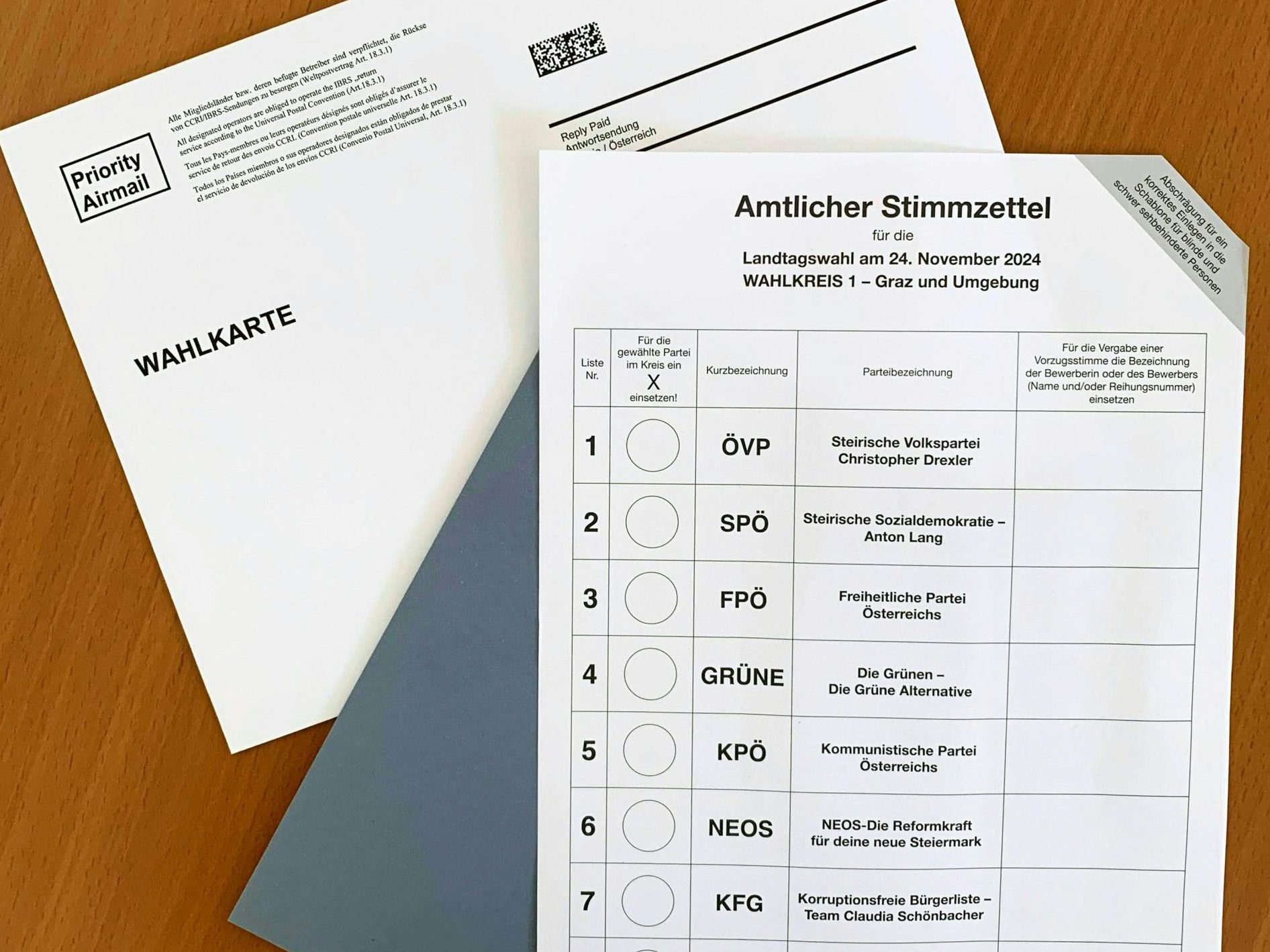 Bei der Steiermark-Wahl kann auch per Briefwahl oder Wahlkarte gewählt werden.