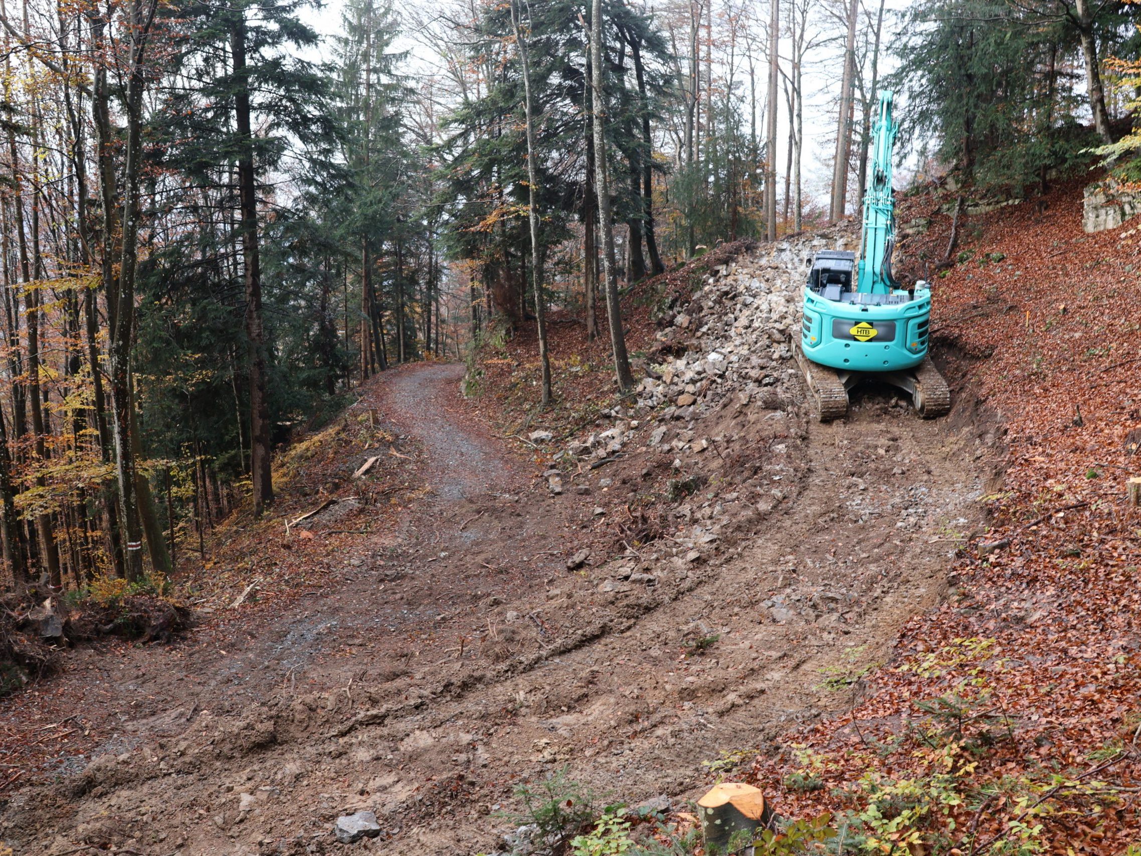 Erste Arbeiten an der Trasse des neuen Weges Richtung Kummenberg-Gipfel. Erste Arbeiten an der Trasse des neuen Weges Richtung Kummenberg-Gipfel.