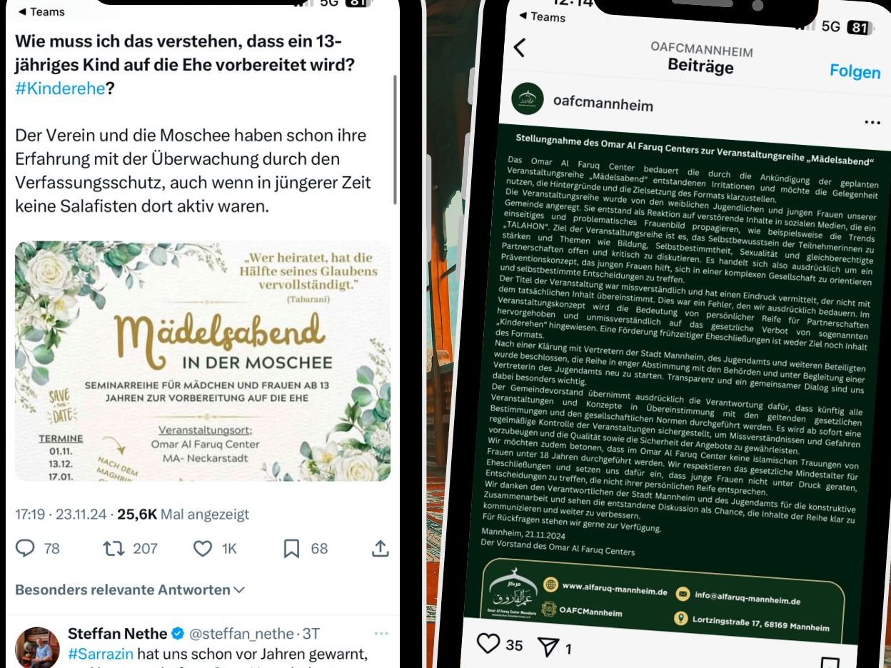Mannheimer Moschee verteidigt Ehe-Seminar für Mädchen ab 13 Jahren. Mannheimer Moschee verteidigt Ehe-Seminar für Mädchen ab 13 Jahren.