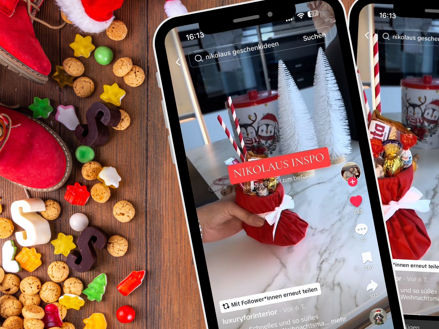 Ein TikTok-Video zeigt, wie aus einer Serviette in wenigen Sekunden ein befüllbarer Nikolaus-Stiefel entsteht, der als Geschenkidee, Tischdeko oder Mitbringsel begeistert.