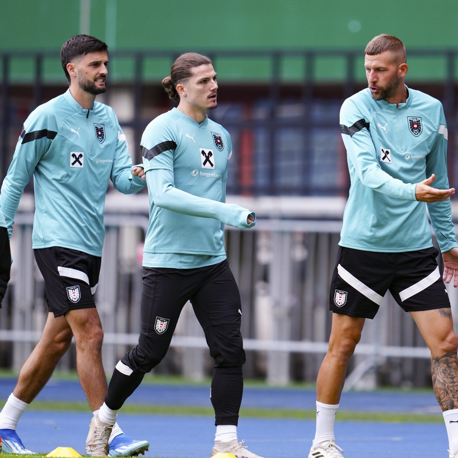 Burgstaller beim Training mit der Nationalmannschaft.