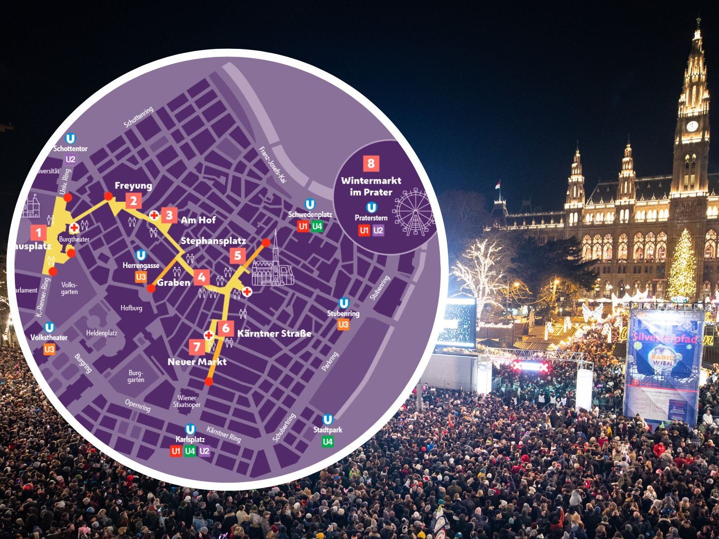 Der Wiener Silvesterpfad 2024/2025 startet mit viel Programm ins neue Jahr. Der Wiener Silvesterpfad 2024/2025 startet mit viel Programm ins neue Jahr.