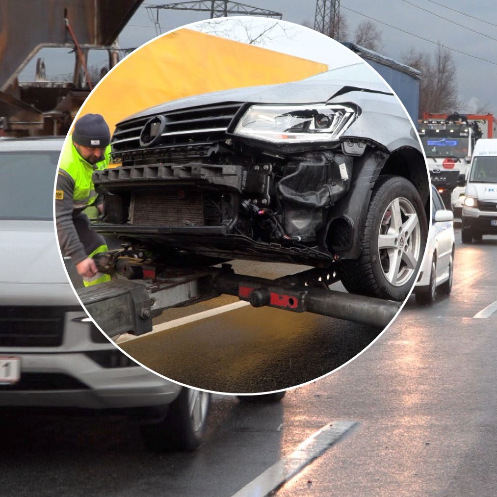 Langer Stau infolge des Verkehrsunfalls