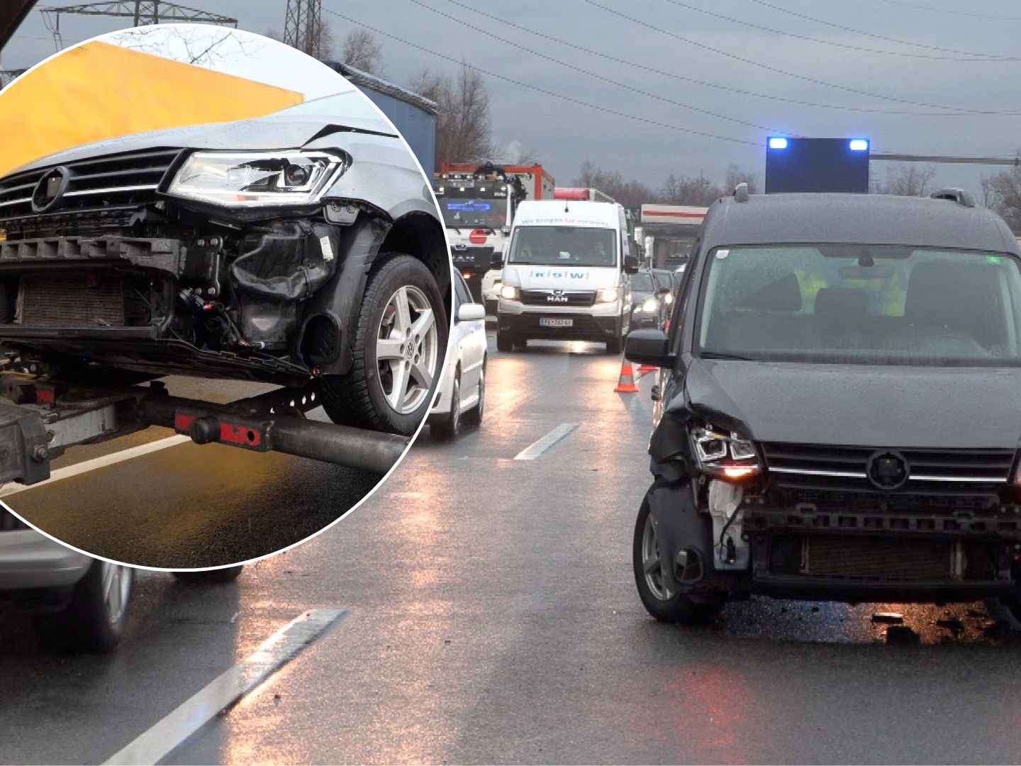Langer Stau infolge des Verkehrsunfalls