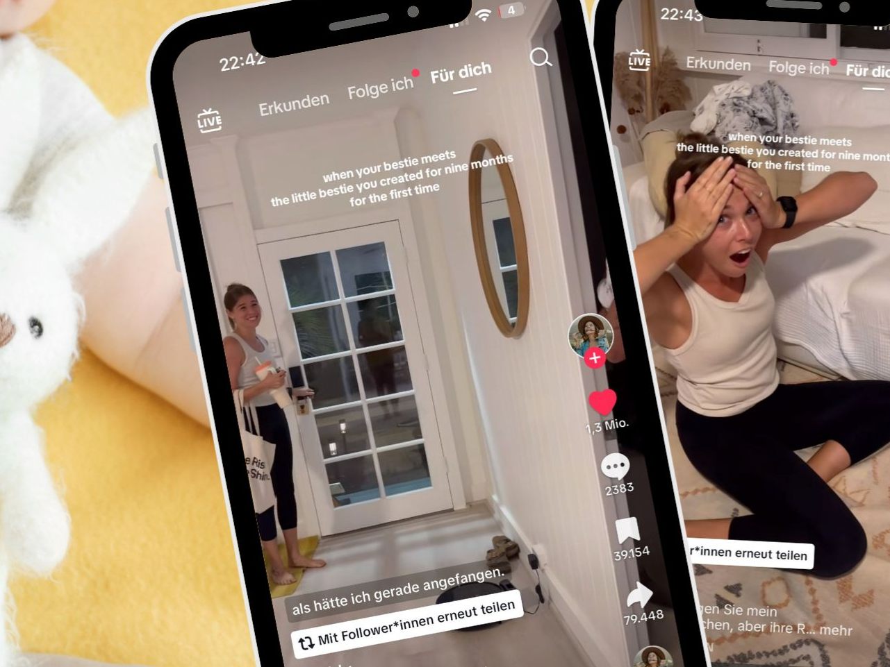 Atemberaubender Moment: Erstes treffen zwischen Freundin und Baby Atemberaubender Moment: Erstes treffen zwischen Freundin und Baby