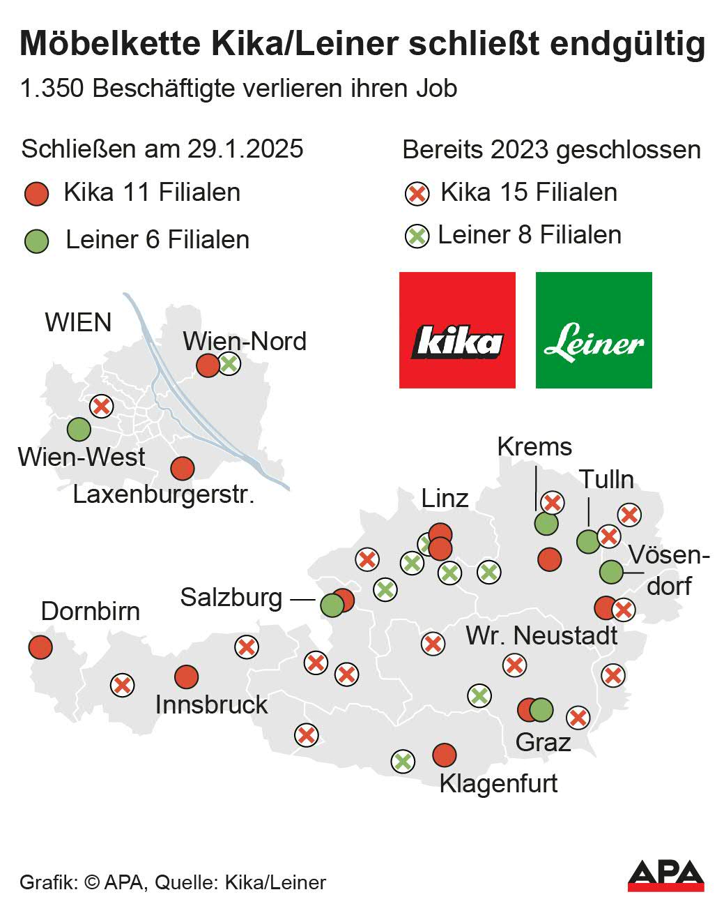 Betroffene Filialen jetzt und 2023. Die Auslieferung der APA-Grafiken als Embed-Code ist ausschlie§lich Kunden mit einer gltigen Vereinbarung fr Grafik-Pauschalierung vorbehalten. Dabei inkludiert sind automatisierte Schrift- und Farbanpassungen an die jeweilige CI. Fr weitere Informationen wenden Sie sich bitte an unser Grafik-Team unter grafik@apa.at. GRAFIK 0161-25, 88 x 110 mm Betroffene Filialen jetzt und 2023. Die Auslieferung der APA-Grafiken als Embed-Code ist ausschlie§lich Kunden mit einer gltigen Vereinbarung fr Grafik-Pauschalierung vorbehalten. Dabei inkludiert sind automatisierte Schrift- und Farbanpassungen an die jeweilige CI. Fr weitere Informationen wenden Sie sich bitte an unser Grafik-Team unter grafik@apa.at. GRAFIK 0161-25, 88 x 110 mm