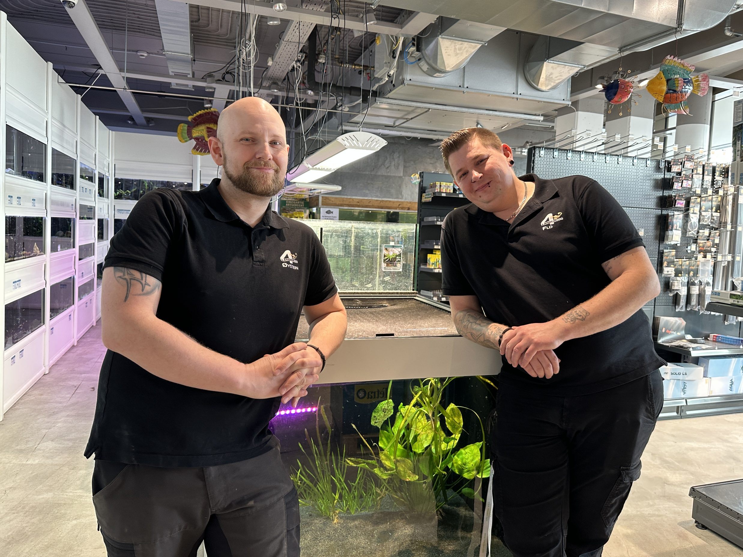 Chef Øystein mit Mitarbeiter Flo im "4 Länder Zoo". Chef Øystein mit Mitarbeiter Flo im "4 Länder Zoo".