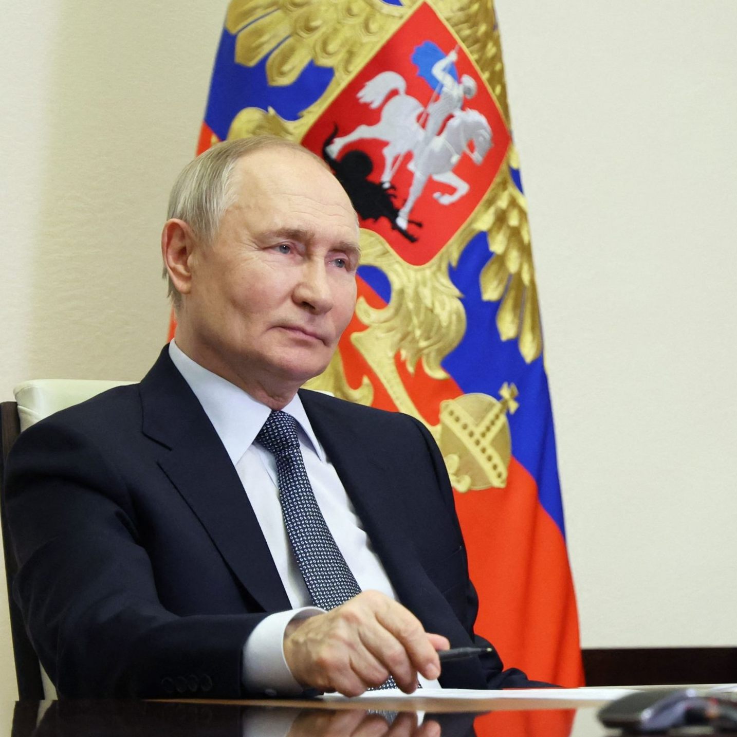 Putin bei einer Videokonferenz in Moskau.