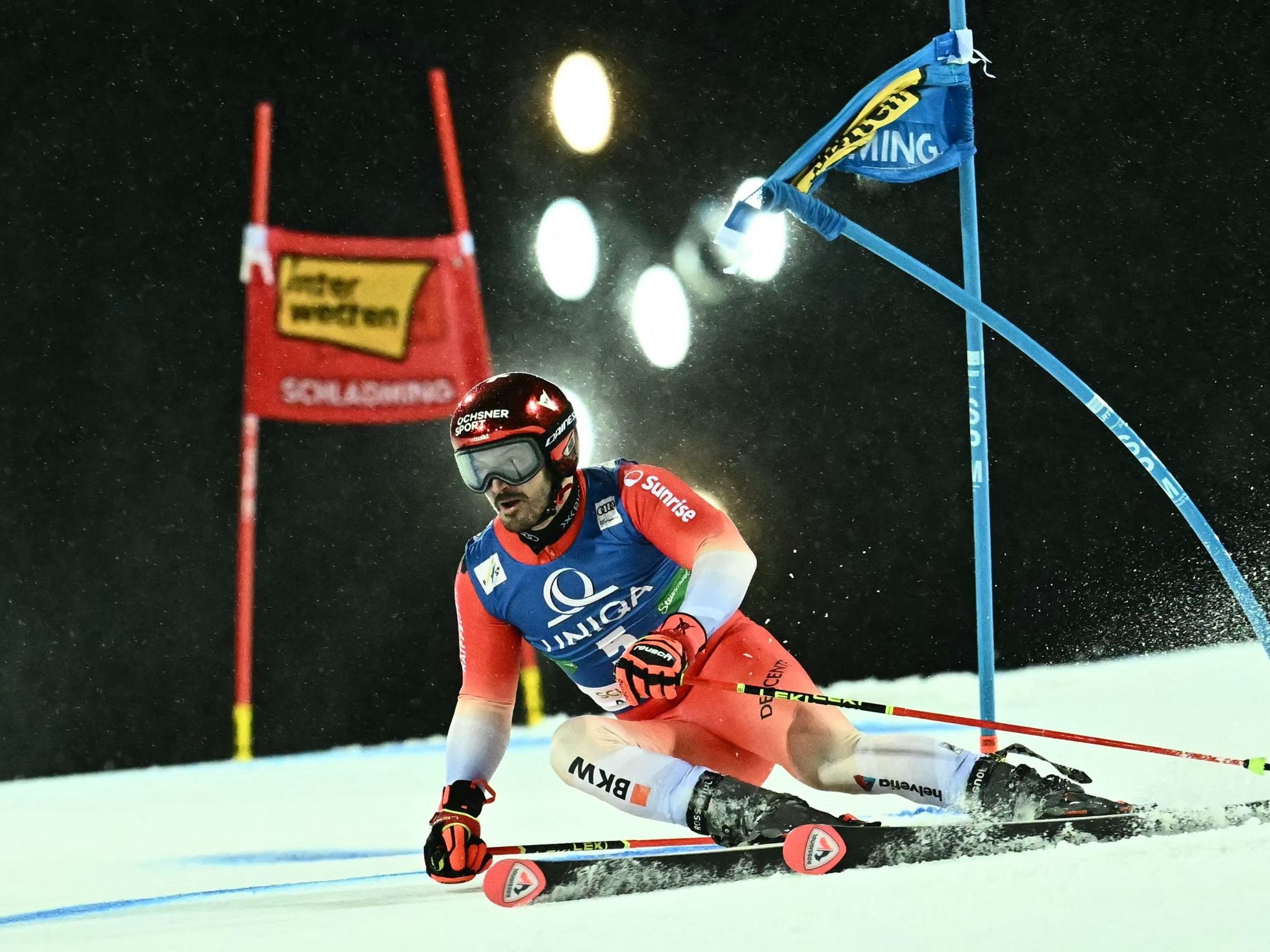 Meillard als Halbzeitführender in Schladming.