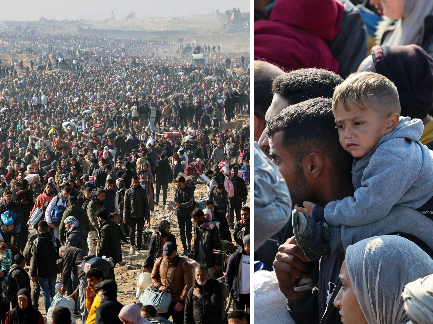 Bewegende Bilder zeigen die Rückkehr hunderttausender Gaza-Flüchtlinge. Bewegende Bilder zeigen die Rückkehr hunderttausender Gaza-Flüchtlinge.