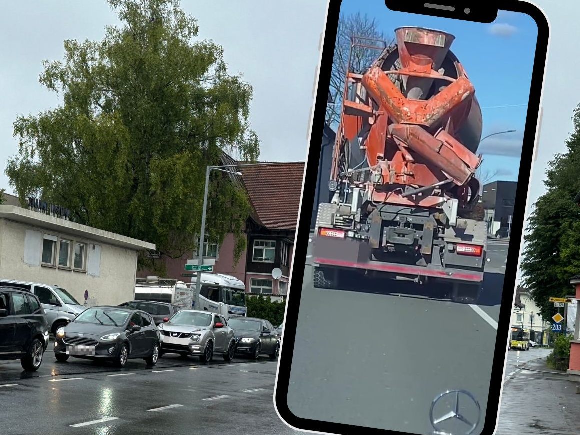 Auf der Reichsstraße verlor ein Lkw Kies – es rieselte auf die Straße. Auf der Reichsstraße verlor ein Lkw Kies – es rieselte auf die Straße.